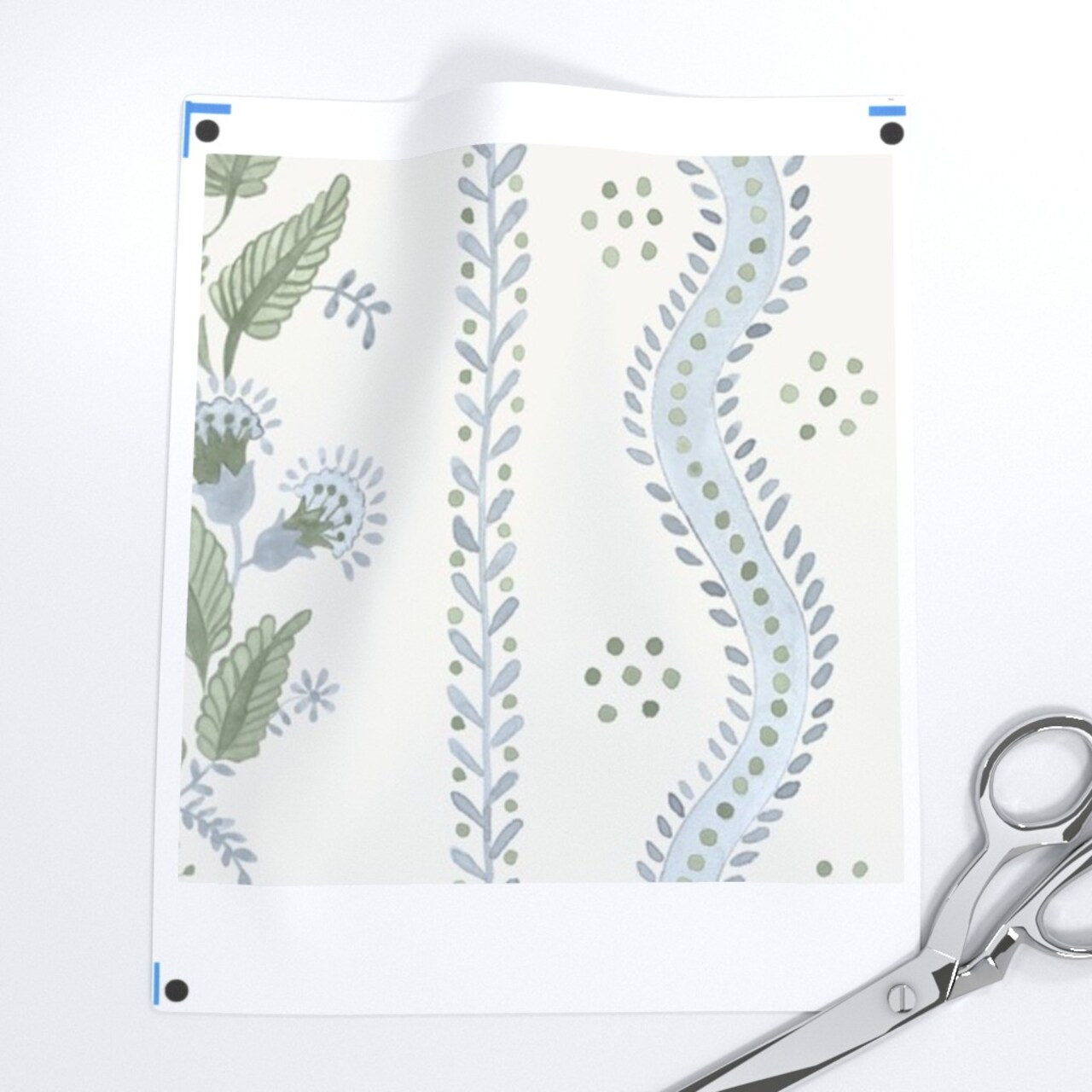 Pastel Preppy Light Blue Green Grandmillennial Botanical Floral Spring Summer Custom Printed Fabric by Spoonflower Various Fabrics by the Yard or Fat Quarter